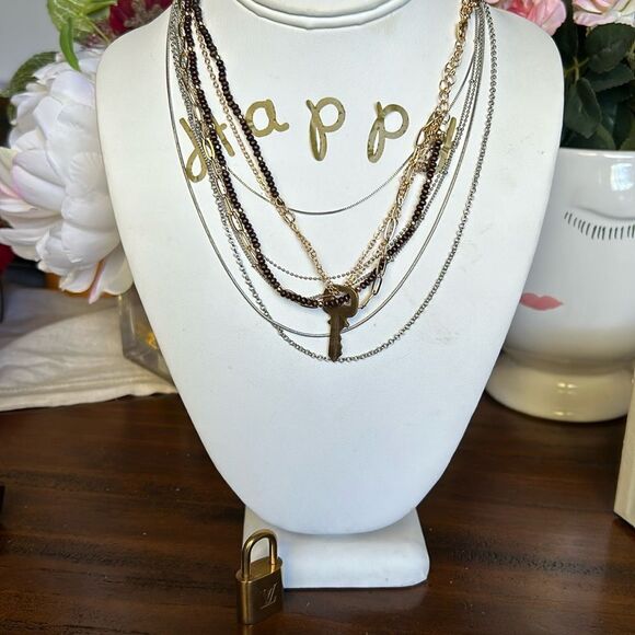 Louis Vuitton Key and lock #321 and 2 NWT layered necklaces - Picture 1 of 12
